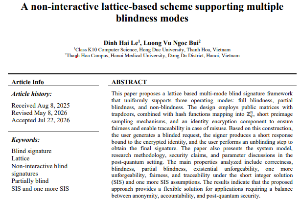 A non-interactive lattice-based scheme supporting multiple blindness modes